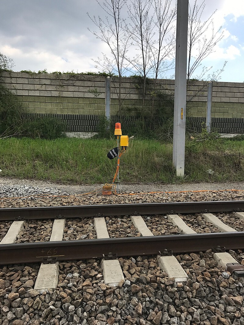 Automatic warning equipment to protect a track maintenance site
